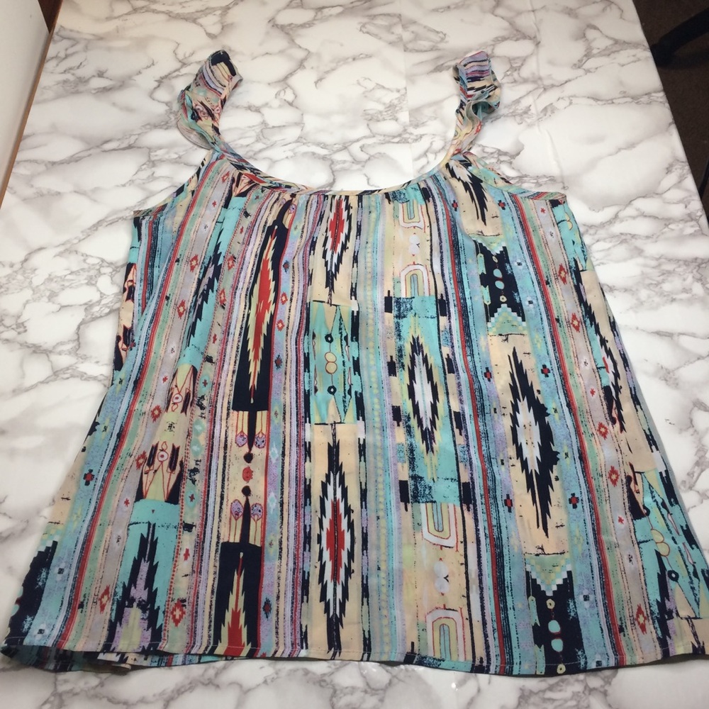 Tucker tribal print silk tank top